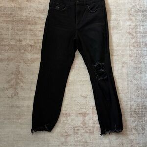 Good American Black Distressed Ankle Jeans